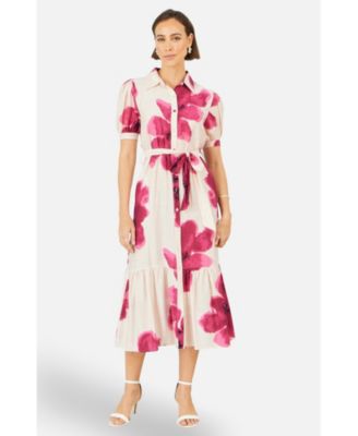Women's Scattered Floral Shirt Dress