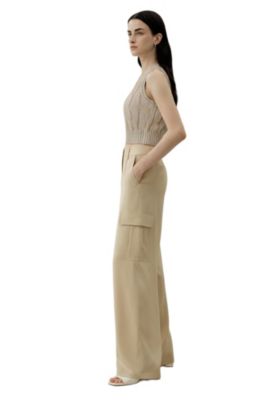 Women's Cable Knit Tussah Silk Cropped Top