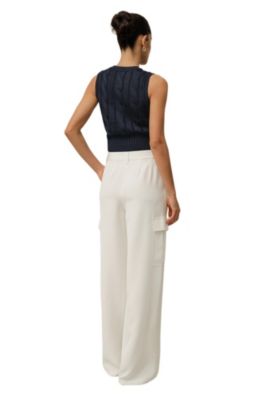 Women's Cable Knit Tussah Silk Cropped Top