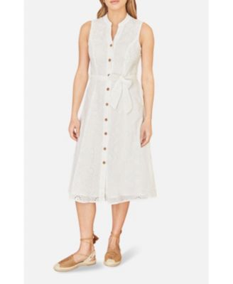 Women's Broderie Anglaise Cotton Shirt Dress