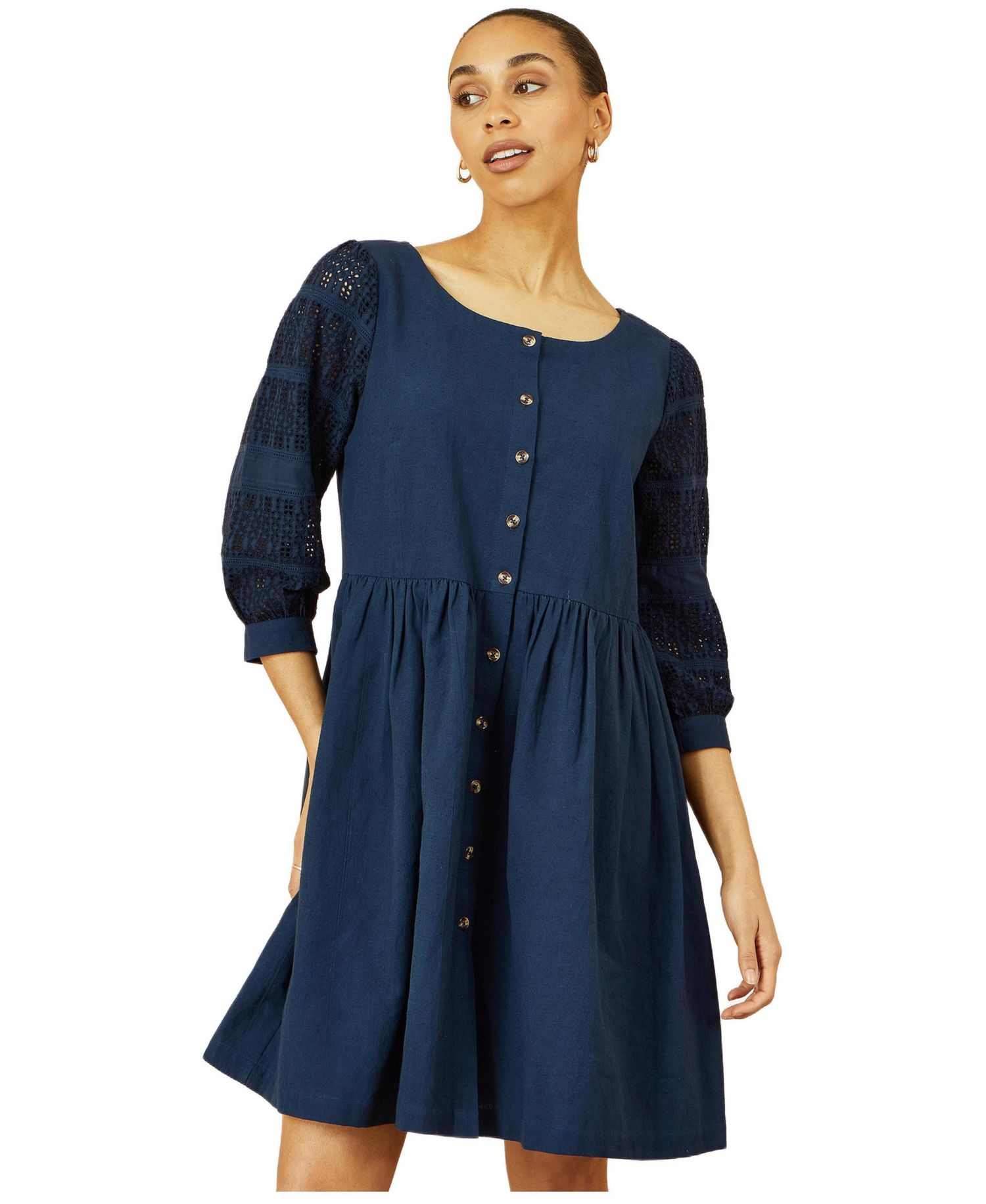 Women's Broderie Anglaise Puff Sleeve Dress