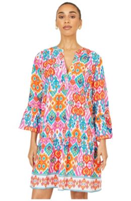 Women's Ikat Print Viscose Beach Tunic Dress