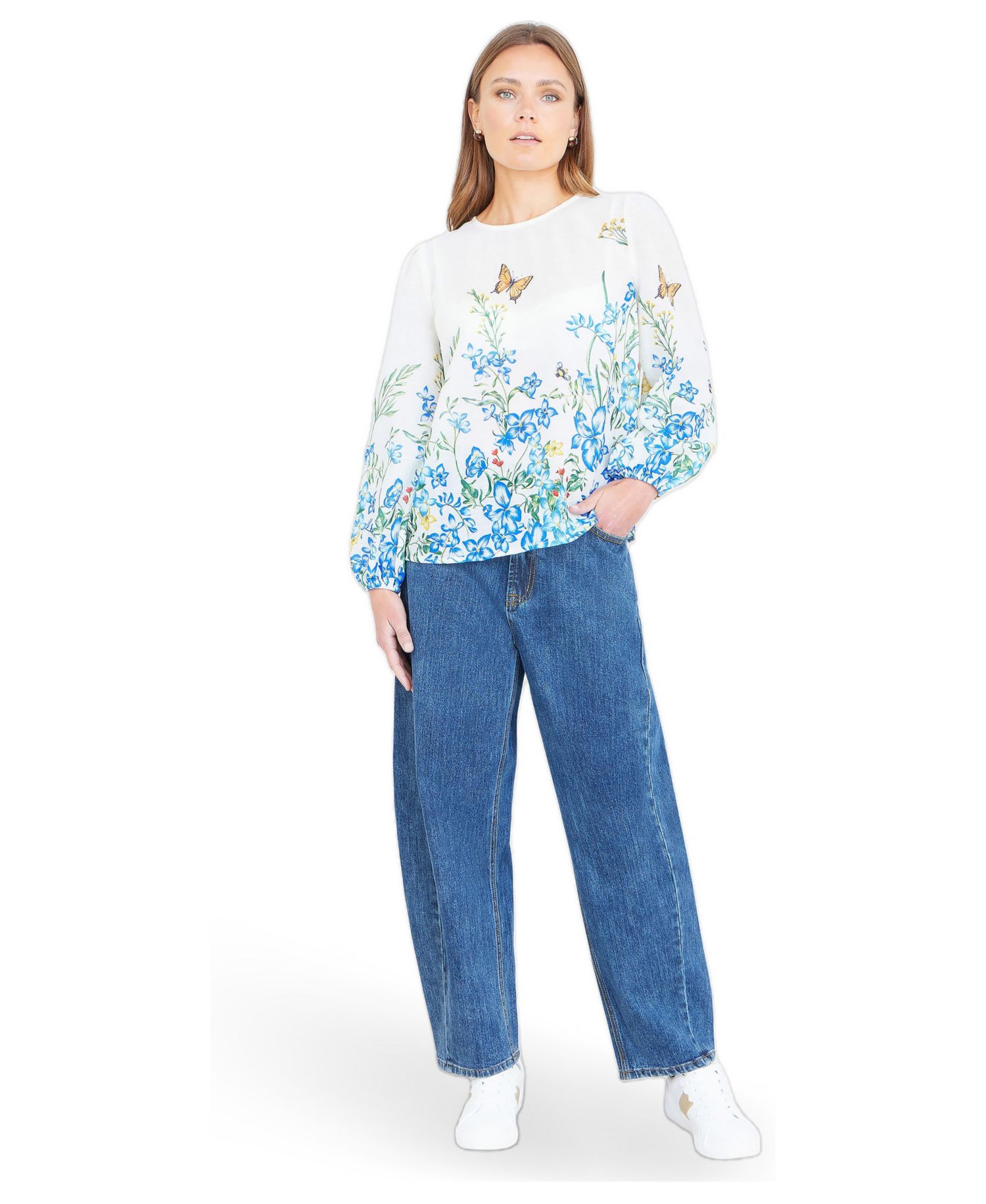 Women's Butterfly Print Long Sleeve Top
