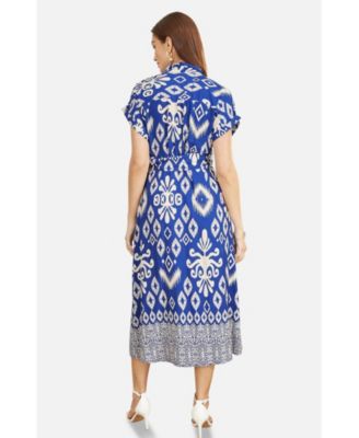 Women's Geo Print Relaxed Midi Shirt Dress
