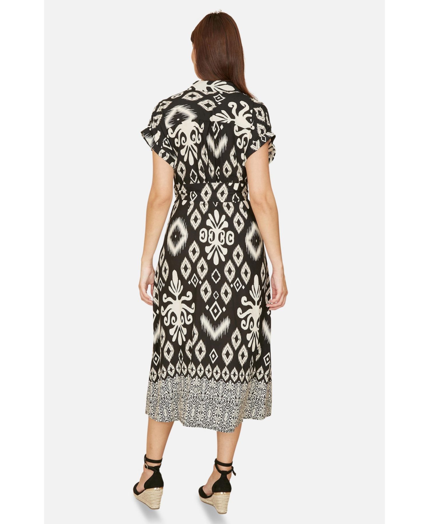 Women's Geo Print Relaxed Midi Shirt Dress