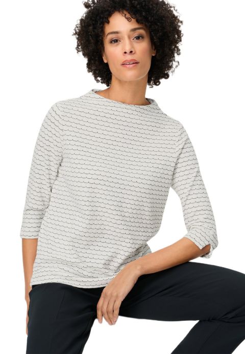Женский топ Olsen Scallop Stripe Jersey Top, цвет: Молочный белый