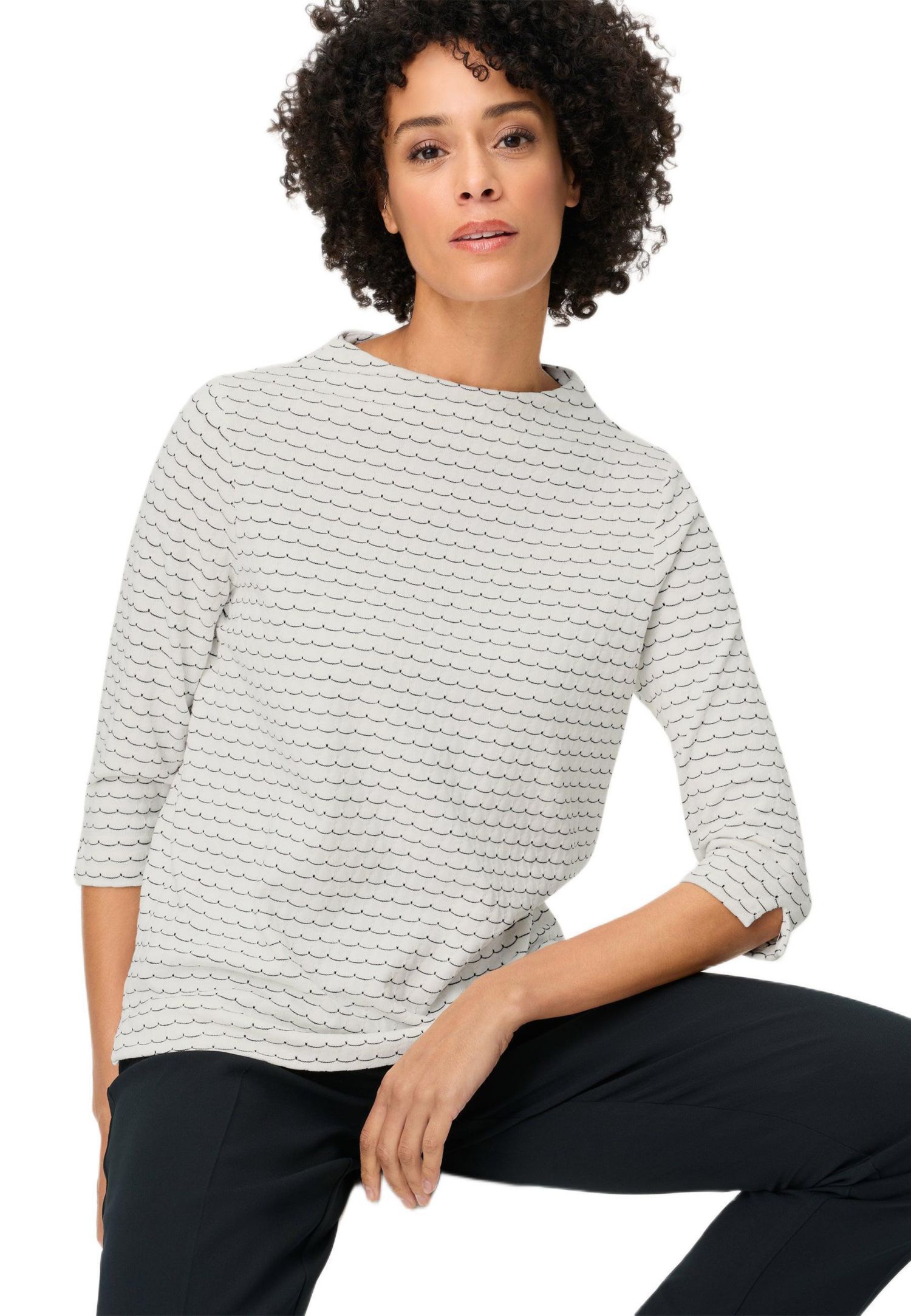 Women's Scallop Stripe Jersey Top