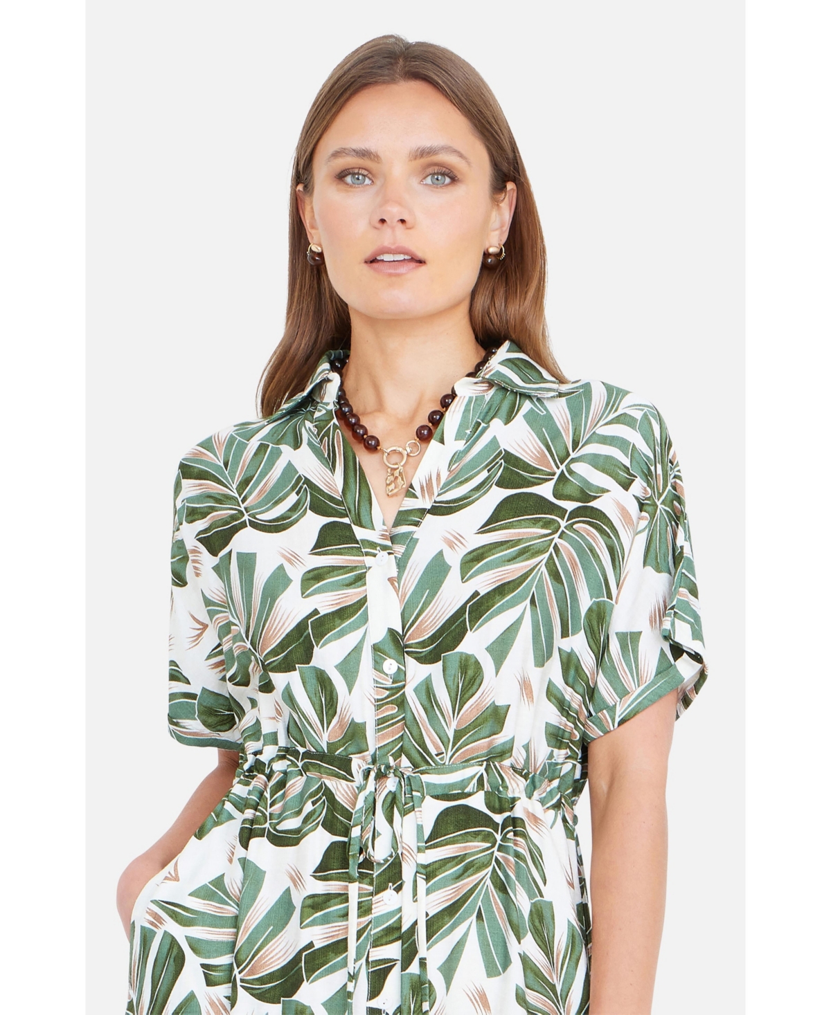 Yumi Women's Relaxed Boho Print Maxi Shirt Dress