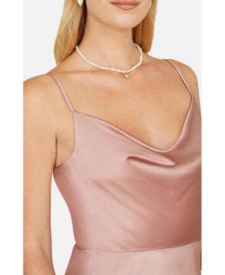 Women's Satin Cowl Neck Midi Dress