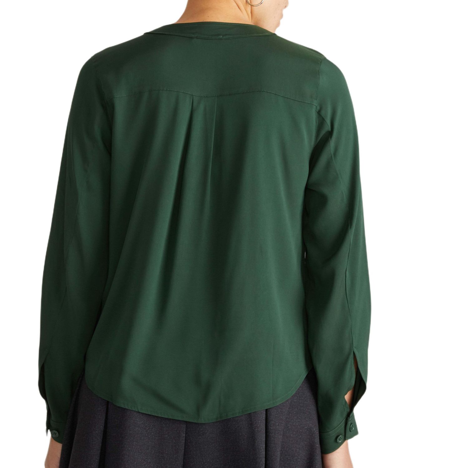 Plus Size Stretch Cupro Button-Down Blouse