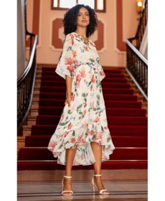 Women's Floral Dip Hem Kimono Wrap Dress