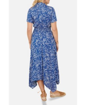 Women's Printed Midi Ruched Shirt Dress