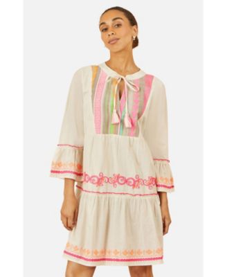 Women's Embroidered Cotton Tunic Dress