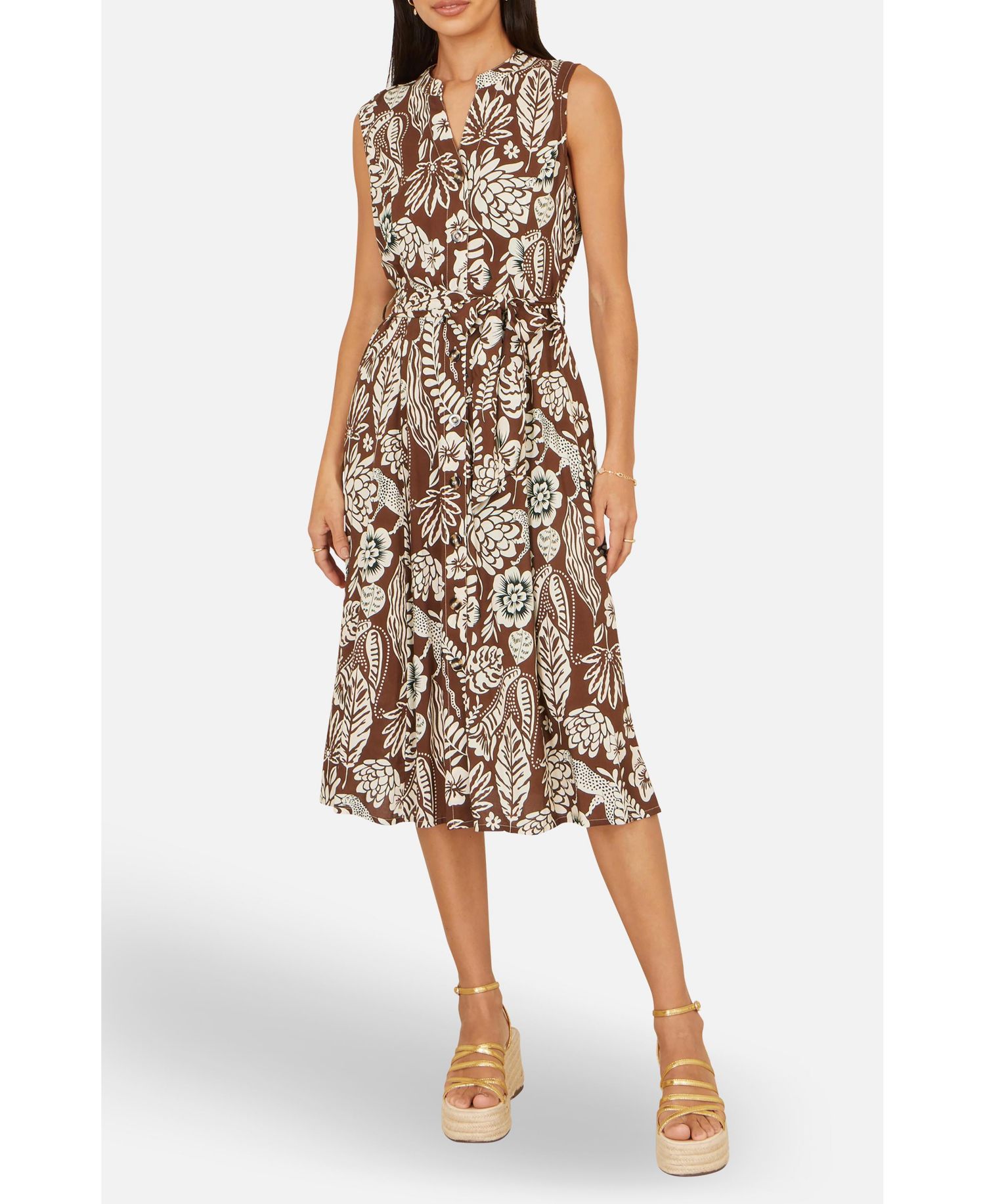 Women's Leaf Print Shirt Dress