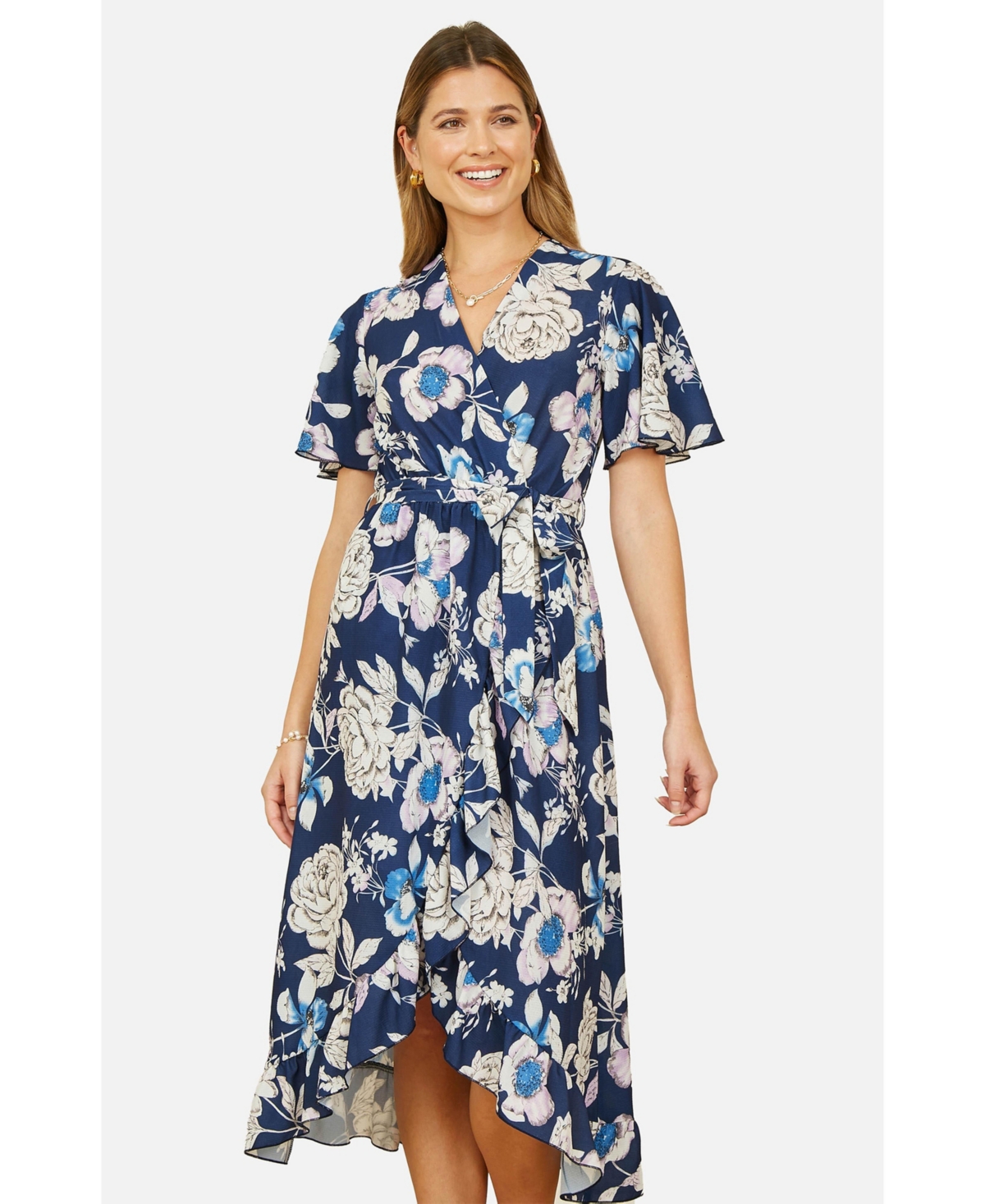 Yumi Women's Floral Midi Wrap Dress