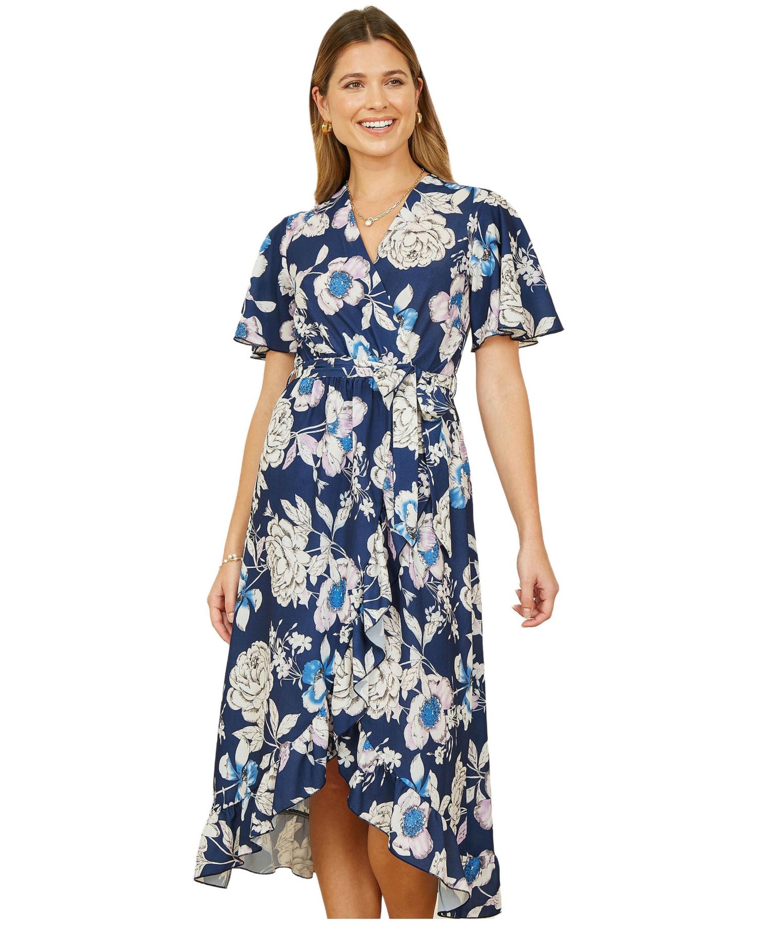 Women's Floral Midi Wrap Dress