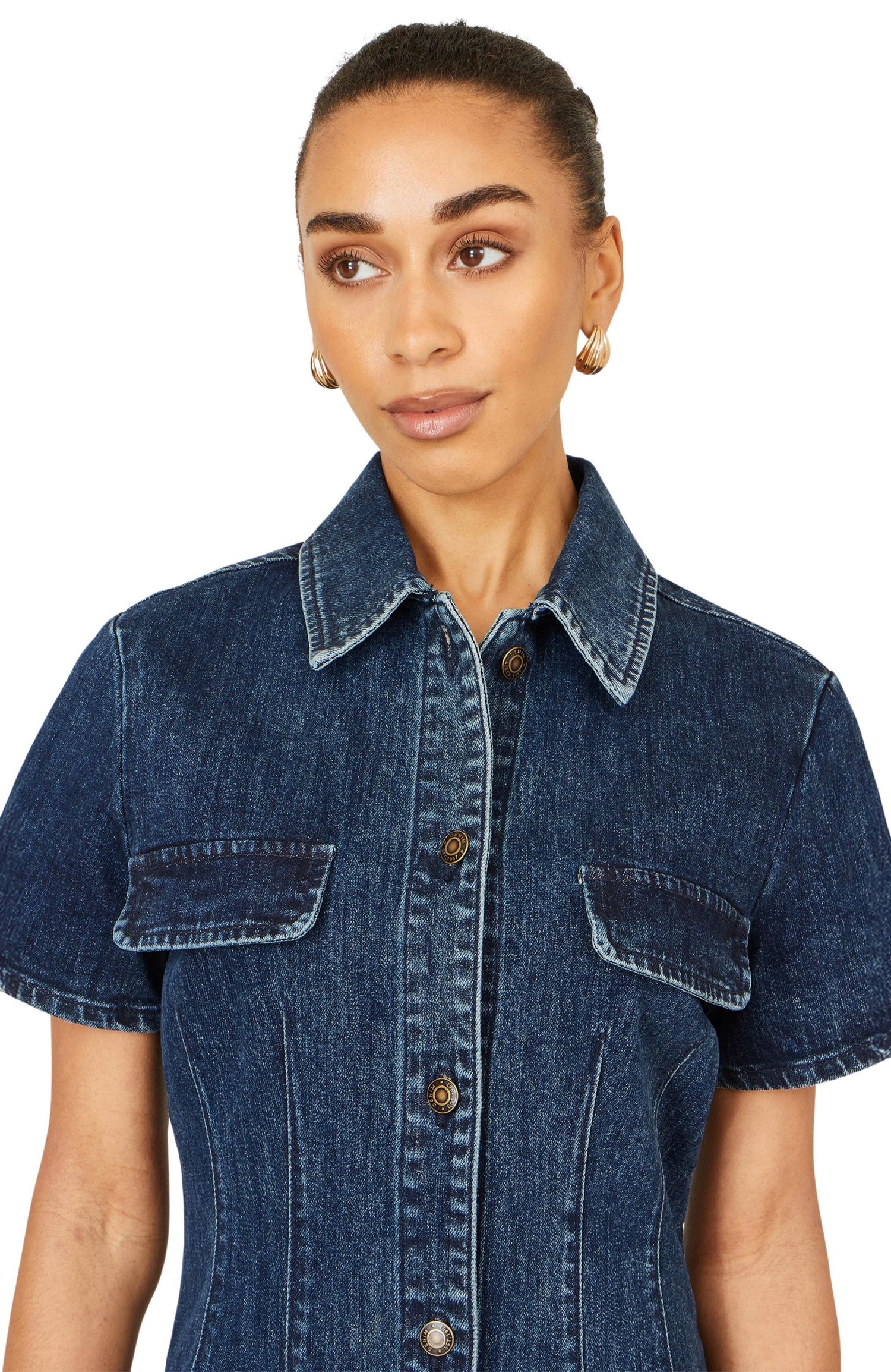 Women's Denim Stretch Shirt Dress
