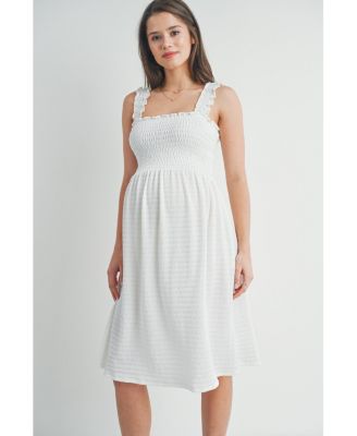 Maternity Smocked Empire Waist Sleeveless Square Neck Dress