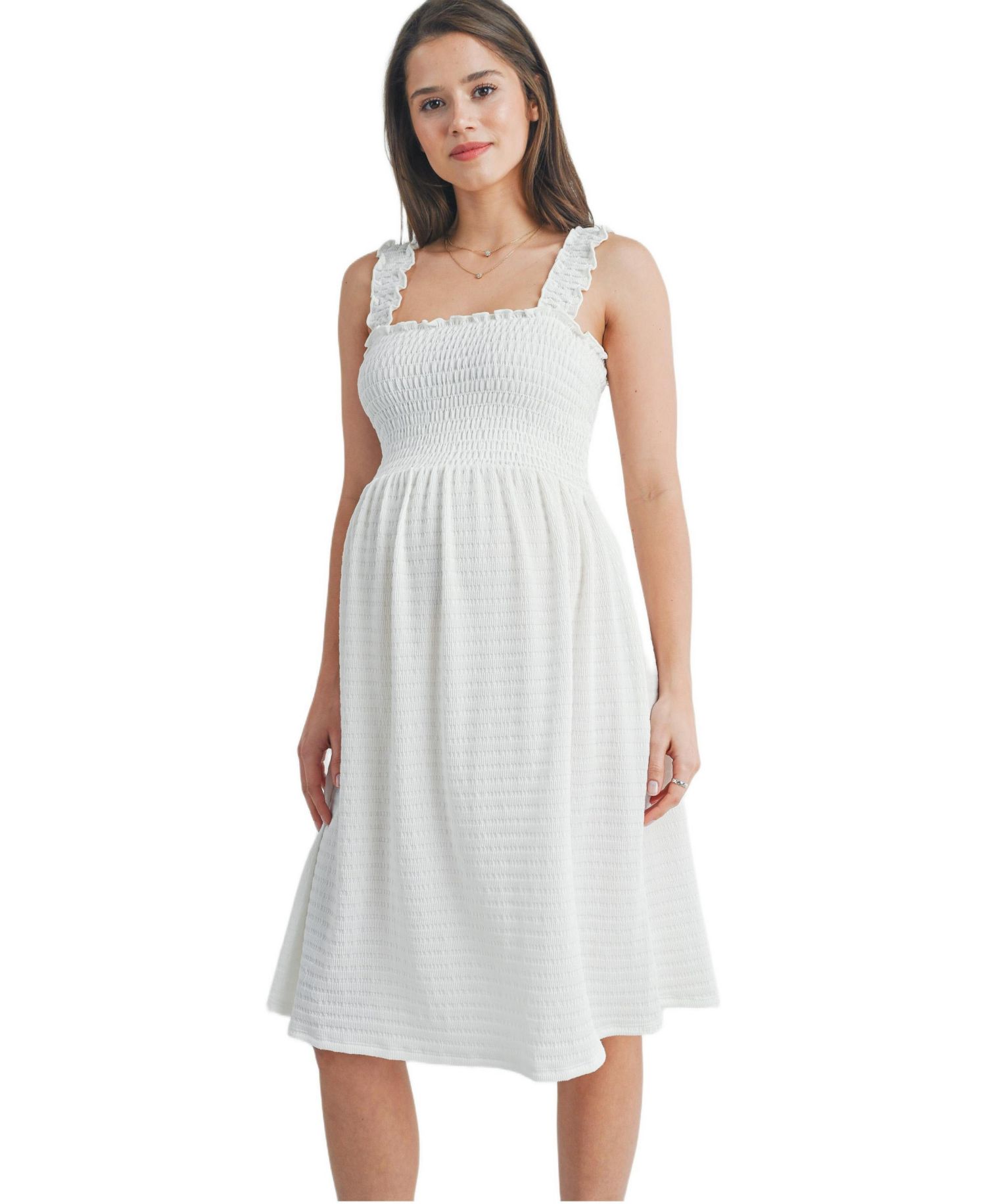 Women's Smocked Empire Waist Sleeveless Square Neck Dress