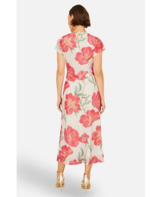 Women's Poppy Print Midi Mesh Dress