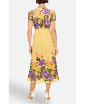 Women's Floral Mirror Print Viscose Midi Dress