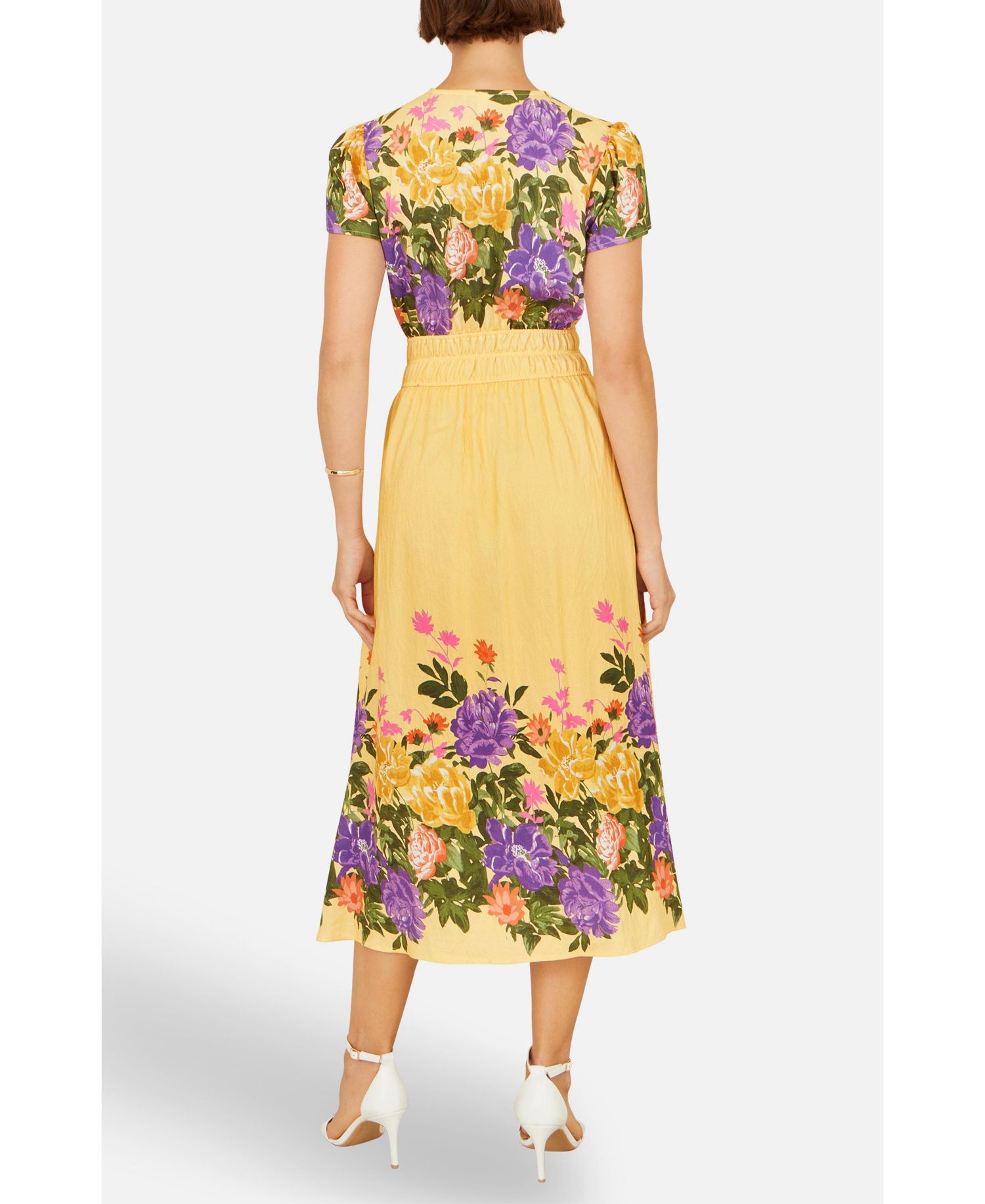Women's Floral Mirror Print Viscose Midi Dress