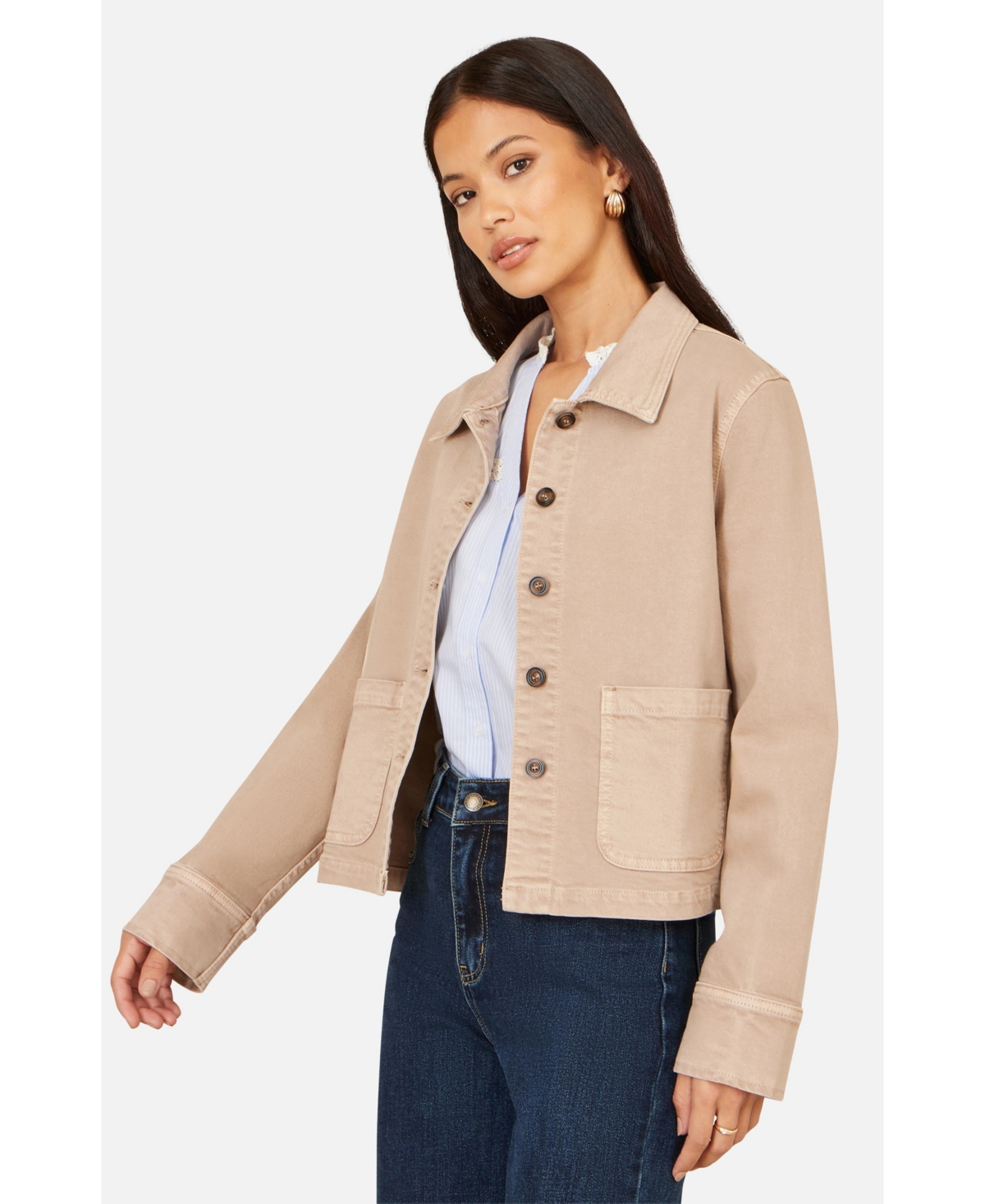 Yumi Women's Canvas Patch Pocket Jacket
