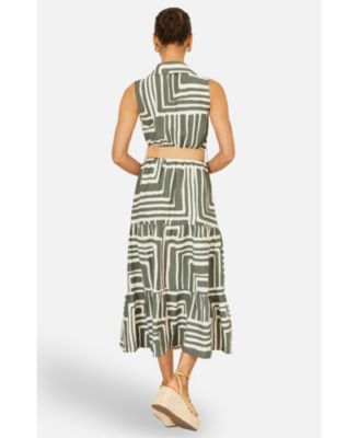 Women's Geo Print Midi Shirt Dress