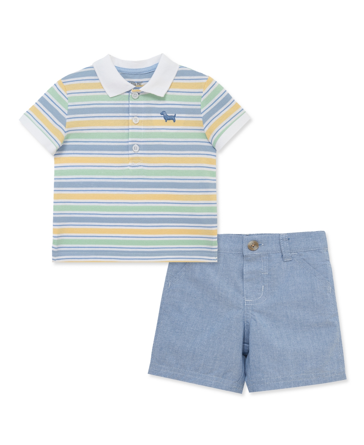 Little Me Baby Boys' Collared Neck Polo Shirt and Shorts, 2-Piece Set