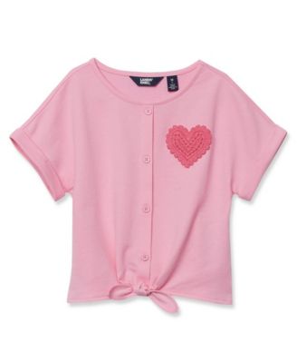 Girls Slouchy Button Front Terry Knit Top