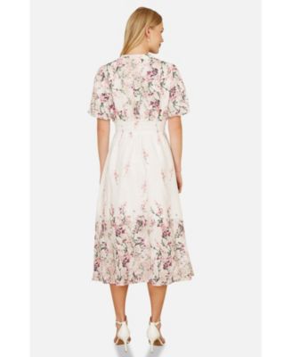 Women's Mirrored Floral Button Up Midi Dress