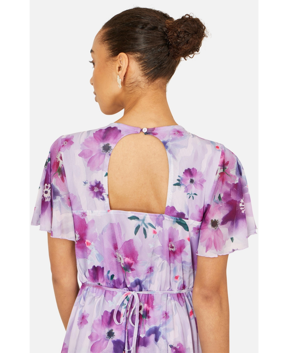 Yumi Women's Floral Print Frill Midi Dress