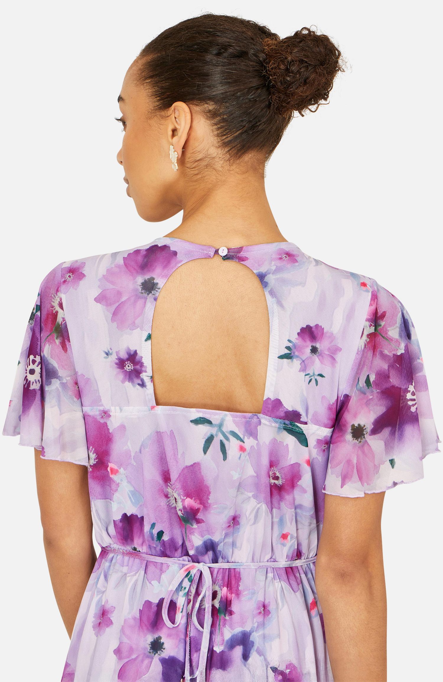 Women's Floral Print Frill Midi Dress