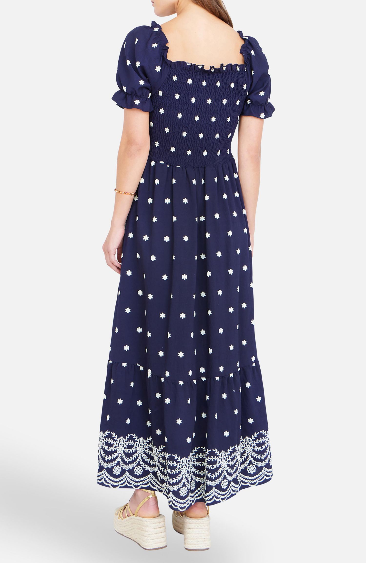 Women's Border Hemline Smocked Maxi Dress