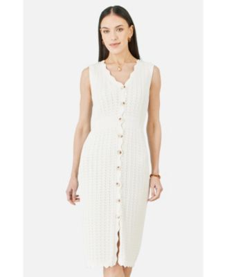 Women's Cotton Scallop Crochet Knitted Dress