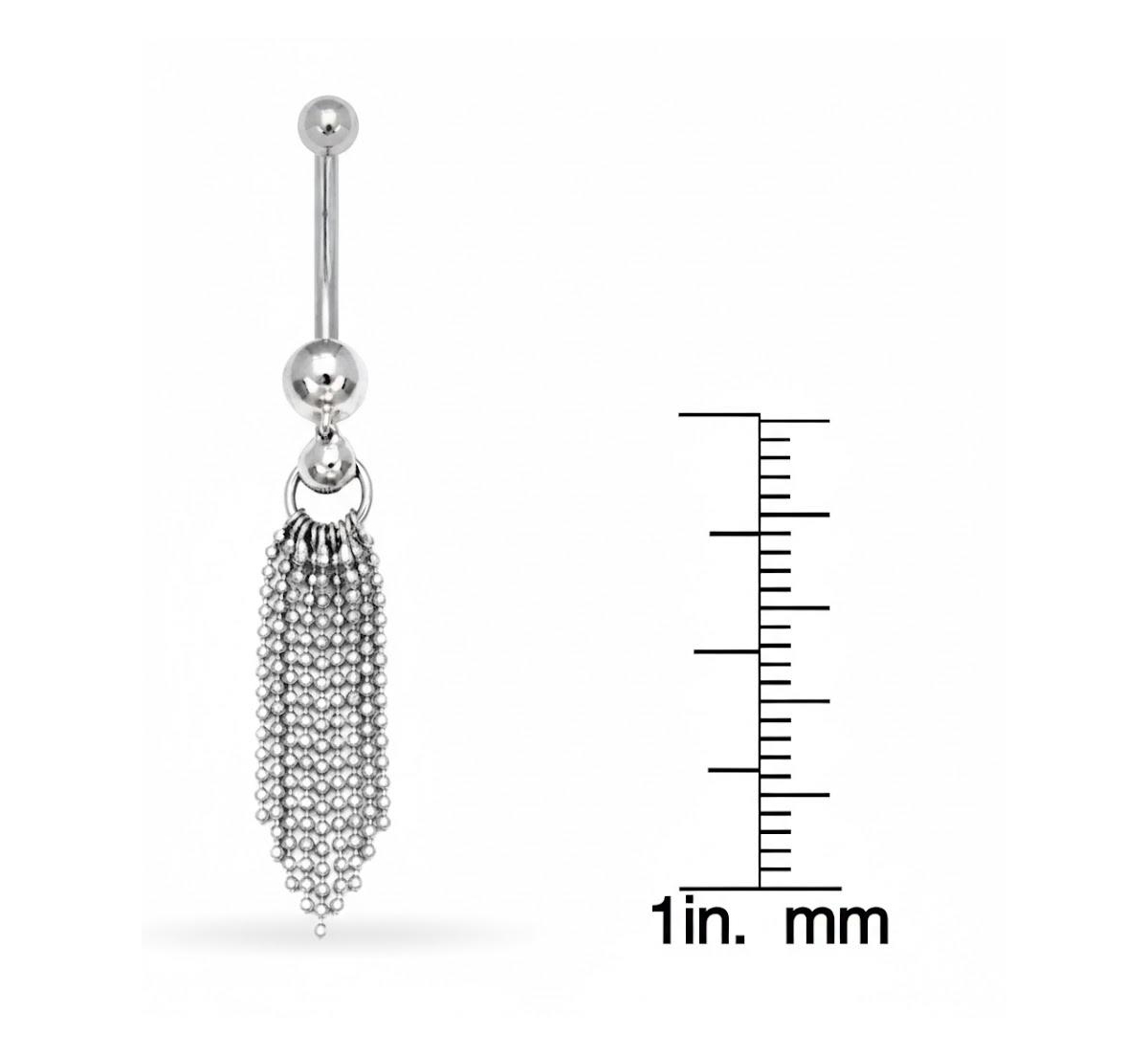 Curata Jewelry Solid 14K Gold Bead Tassel Belly Ring Body