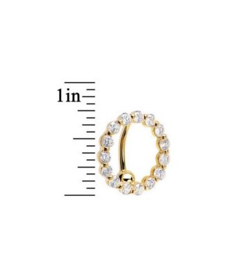 Solid 14k 14g Cubic Zirconia Large Circle Top Mount Belly Button Ring