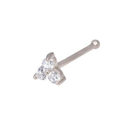 Curata Jewelry Cubic Zirconia Three Stone Nose Ring - White gold 65$