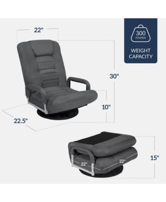 360-Degree Swivel Gaming Floor Chair w/ Armrest Handles, Foldable Adjustable Back