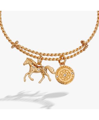 Horse Rope Textured Charm Bangle Bracelet