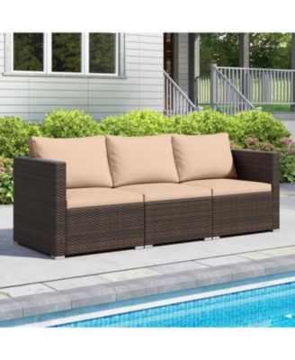 3-Piece Patio Sectional Sofa Set with Plush Seat Cushions