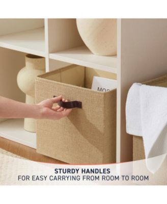 6 Pack Jute Storage Cube Bin Shelf Basket with Handles