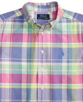 Boys' 8-20 Plaid Short-Sleeve Oxford Shirt