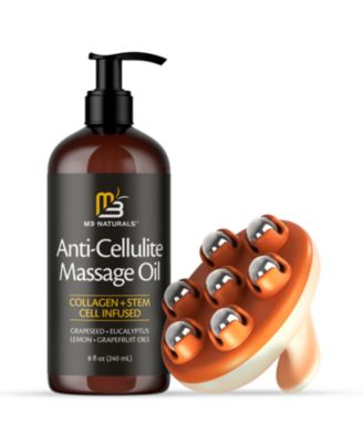 Anti-Cellulite Massage Roller & Firming Body Massage Oil Bundle With Collagen & Stem Cell Cellulite roller for thighs & glutes Bundle