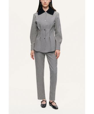 Women's Corset-Back Checked Sculpted Shirt