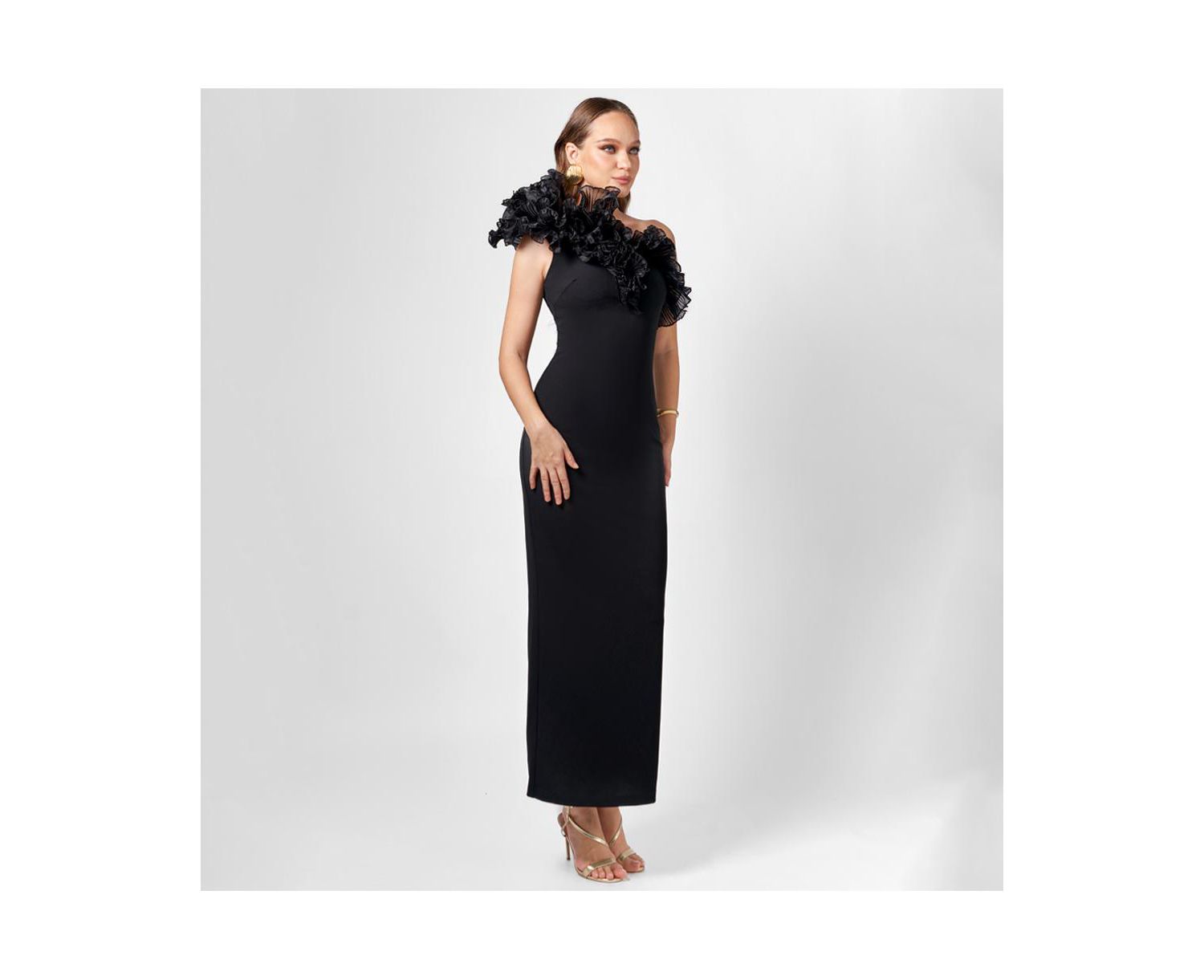Women's Elena One Shoulder Ruffle Midaxi Dress