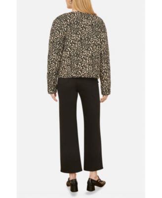 Women's Leopard Print Round Neck Boxy Jacket