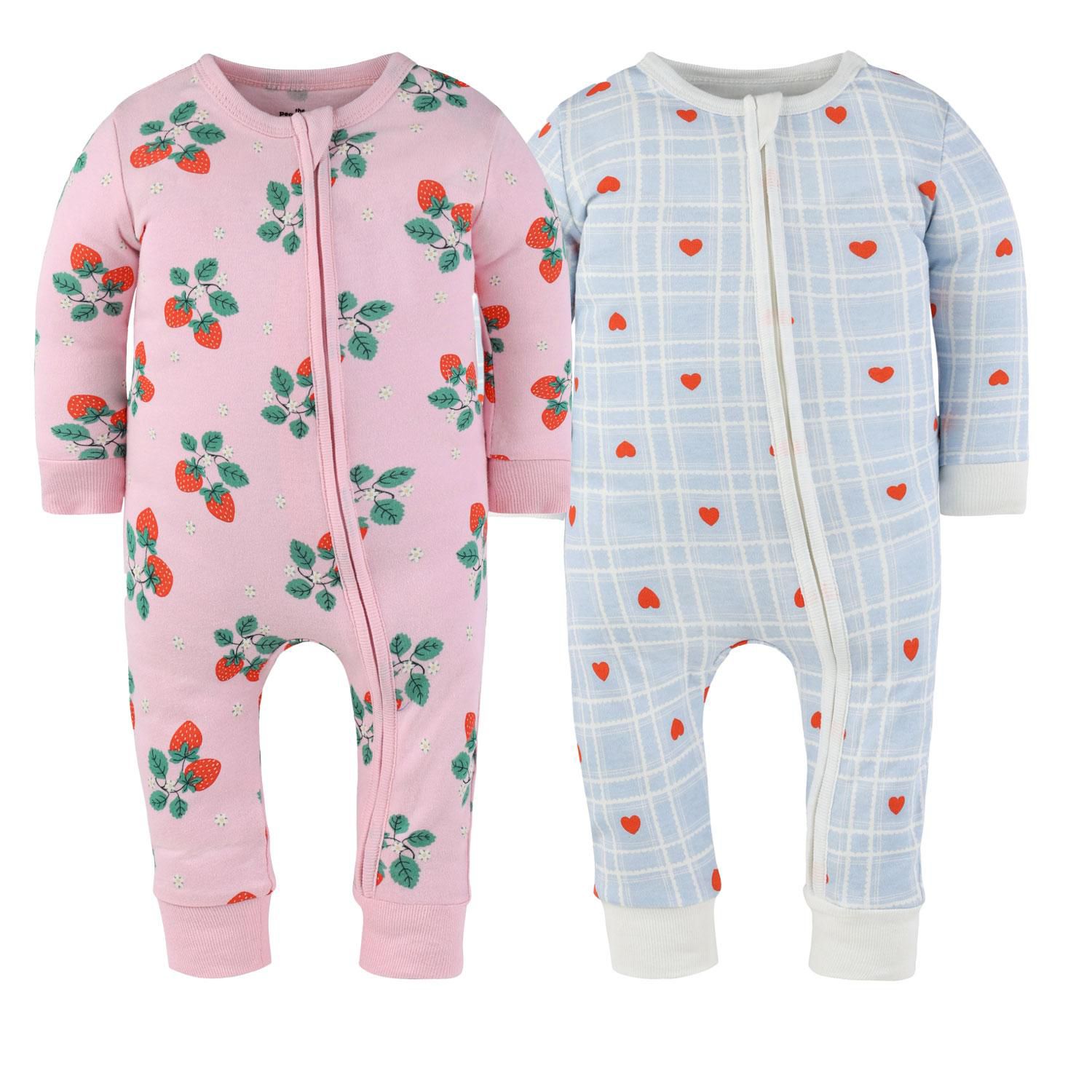 Baby Girls Strawberry Sweet Treats Cotton Footless Pajamas