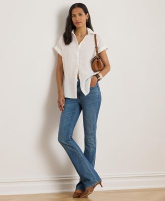 Women's Dolman-Sleeve Point Collar Shirt