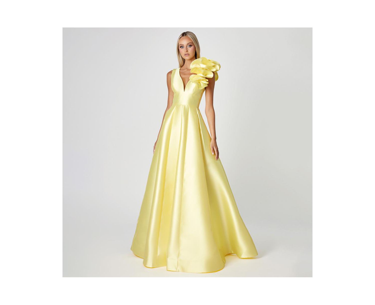 Women's Mirella V Neck Ruffle Gown
